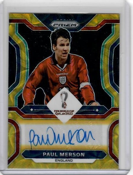 2022 Panini Prizm World Cup Paul Merson #S-PME Signatures Choice Gold /10 Auto