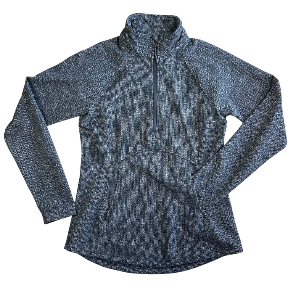 Kyodan Outdoor Women’s Small Gray Herringbone 1/4 Zip Pullover Funnel Neck