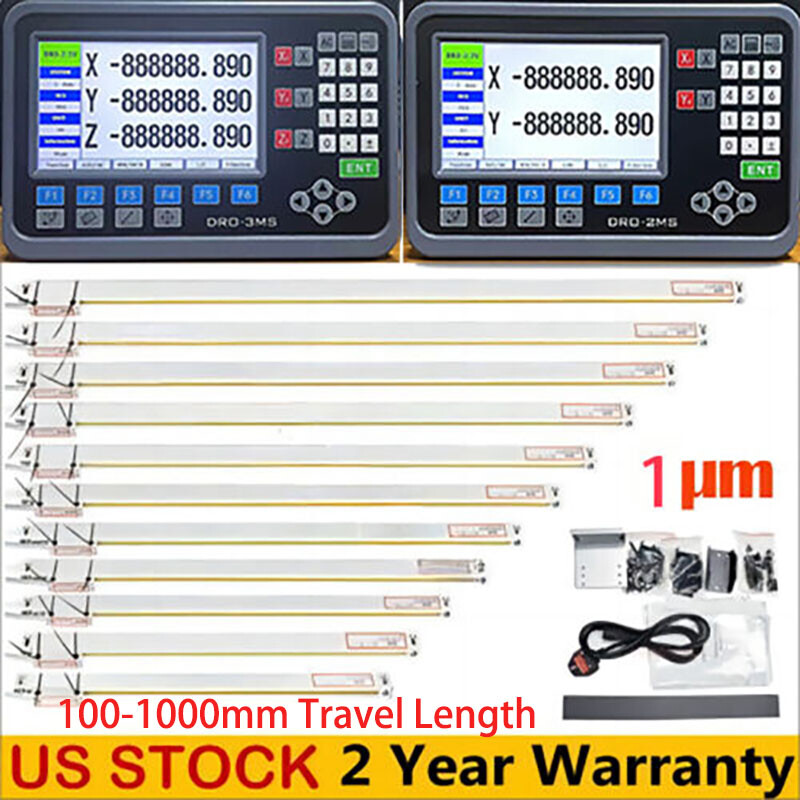 DRO 1um Linear Scale Digital Readout 2/3 Axis for Bridgeport Mill Lathe,US STOCK