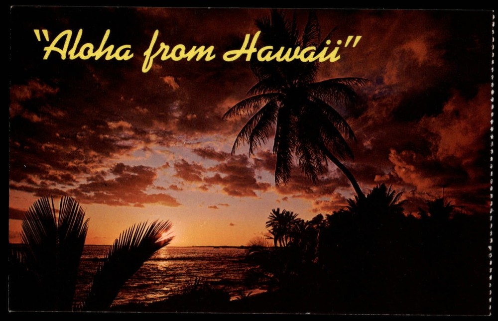 Kailua Hawaii Kona shores sunset scenic view unused vintage postcard