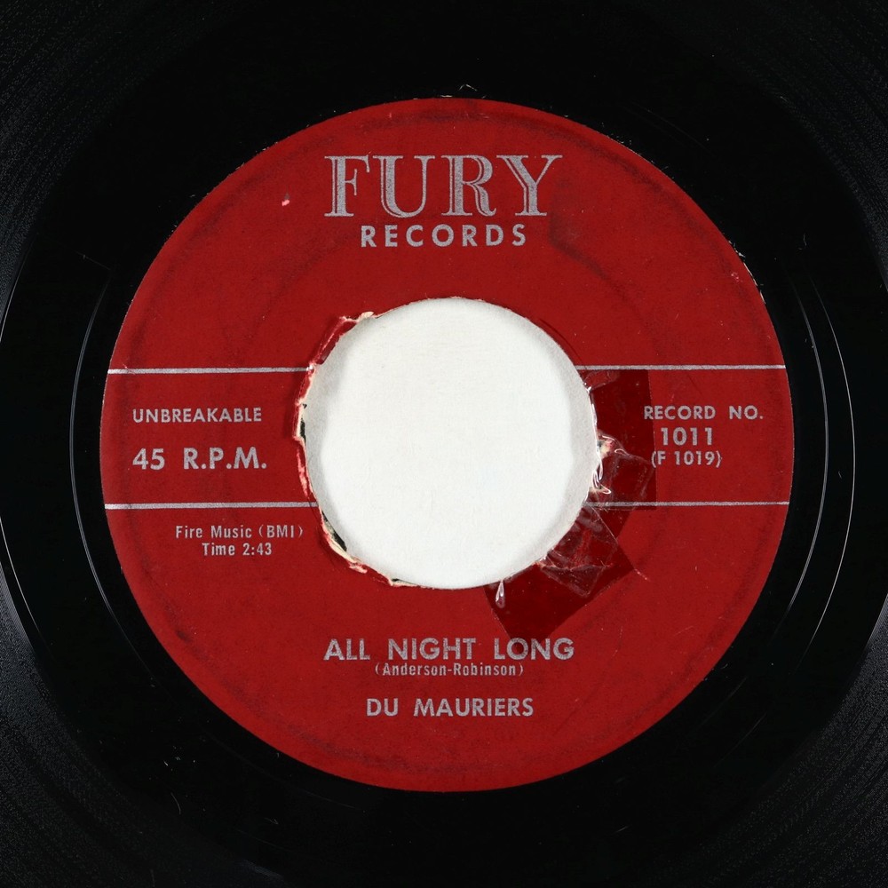 Doo-Wop R&B 45 - Du Mauriers - All Night Long/Baby I Love You - Fury