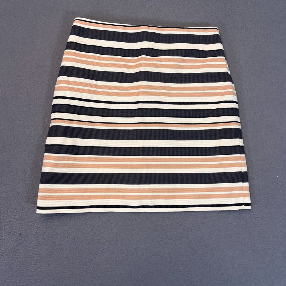 Loft Women's Sz 6P Skirt Petite Salmon Striped Woven Boho Aztec Casual Career