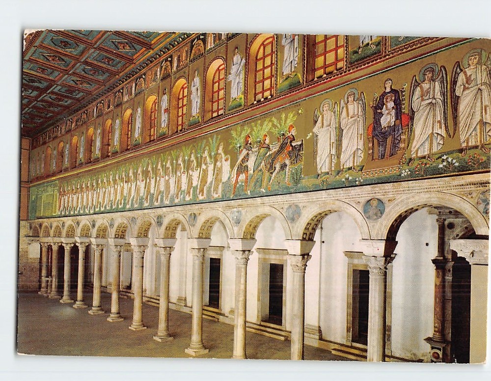 Postcard Interior Basilica of Sant'Apollinare Nuovo in Ravenna Italy
