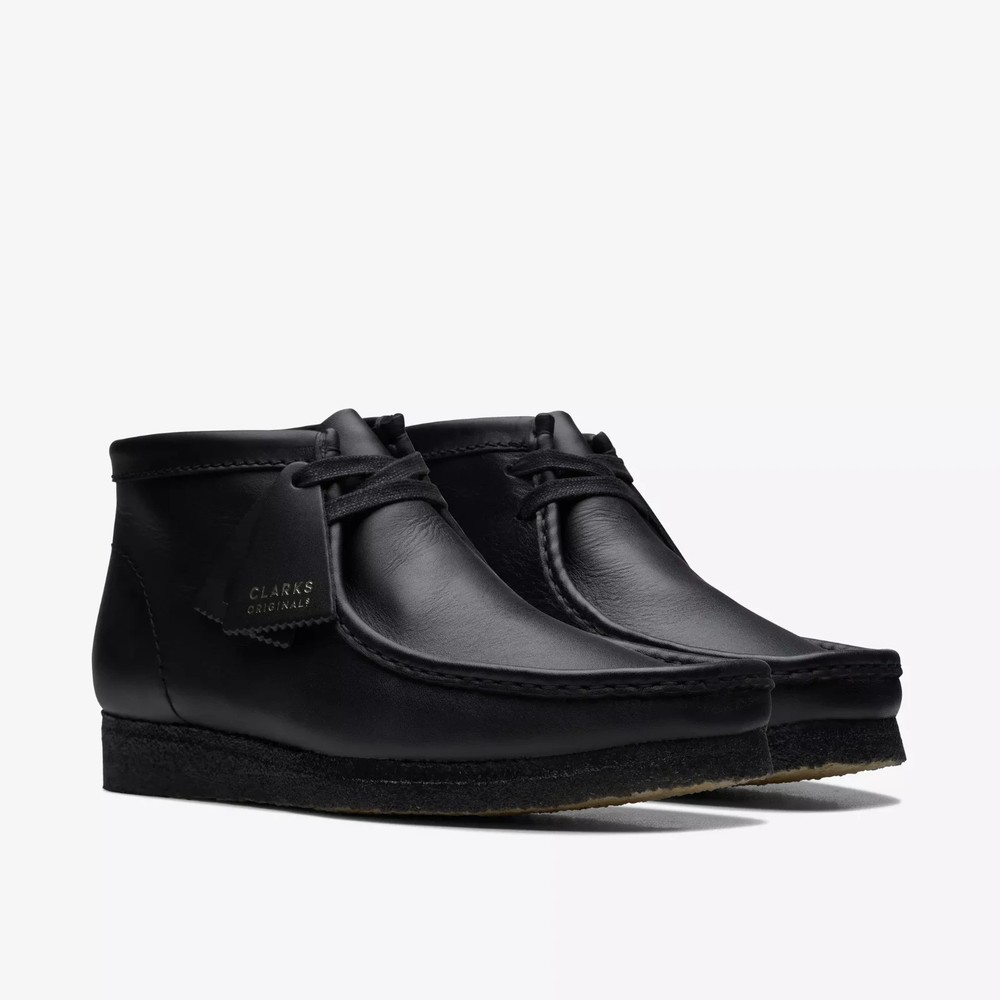 SALE! Clarks Originals Wallabee Boots Black Leather Men's Shoes - New