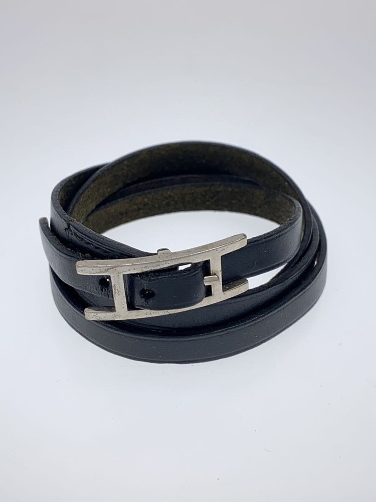 Hermes Black Leather Bracelet for Men Model B-Api 1217