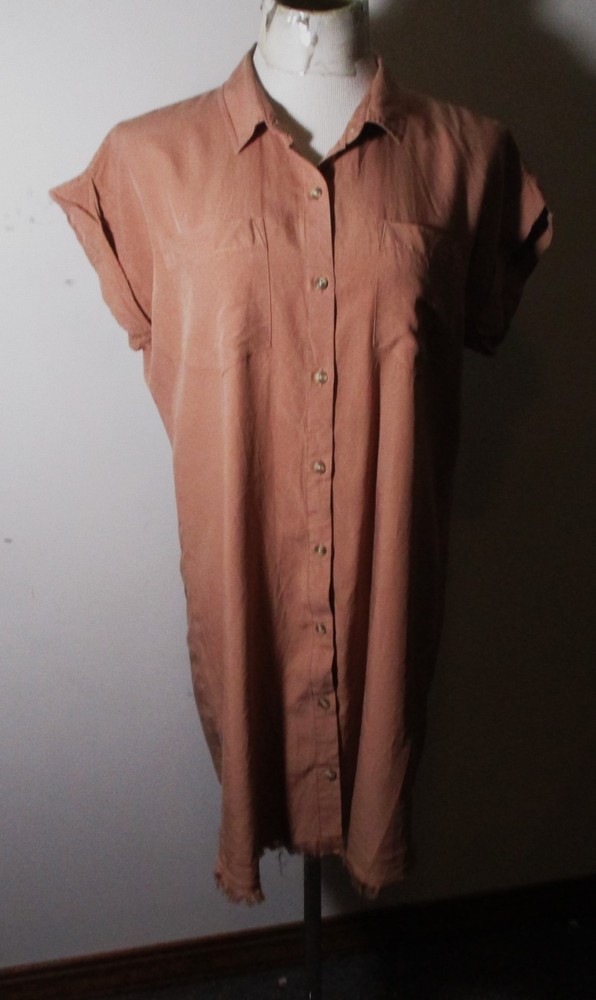 THREAD & SUPPLY Tan 100% Lyocell Tunic Shirt Women's Size M