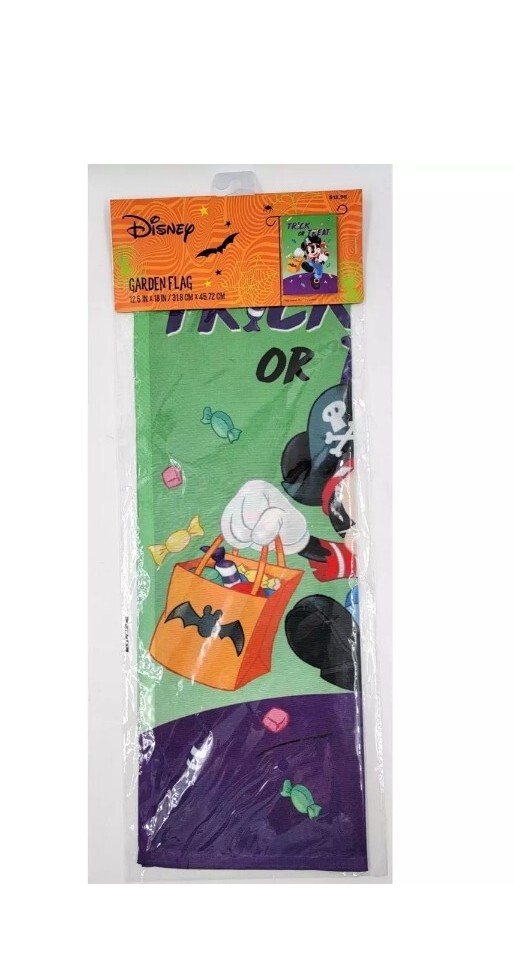 Disney Halloween Mickey Mouse Trick or Treat Outdoor Porch Flag 12.5x18 Inches