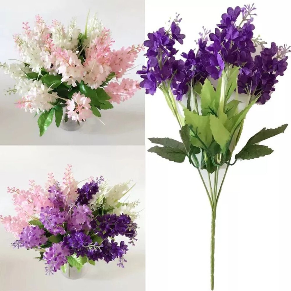 Artificial Flower 5 Heads Bouquet Branch Fake For Office Party Grave Home Decor
