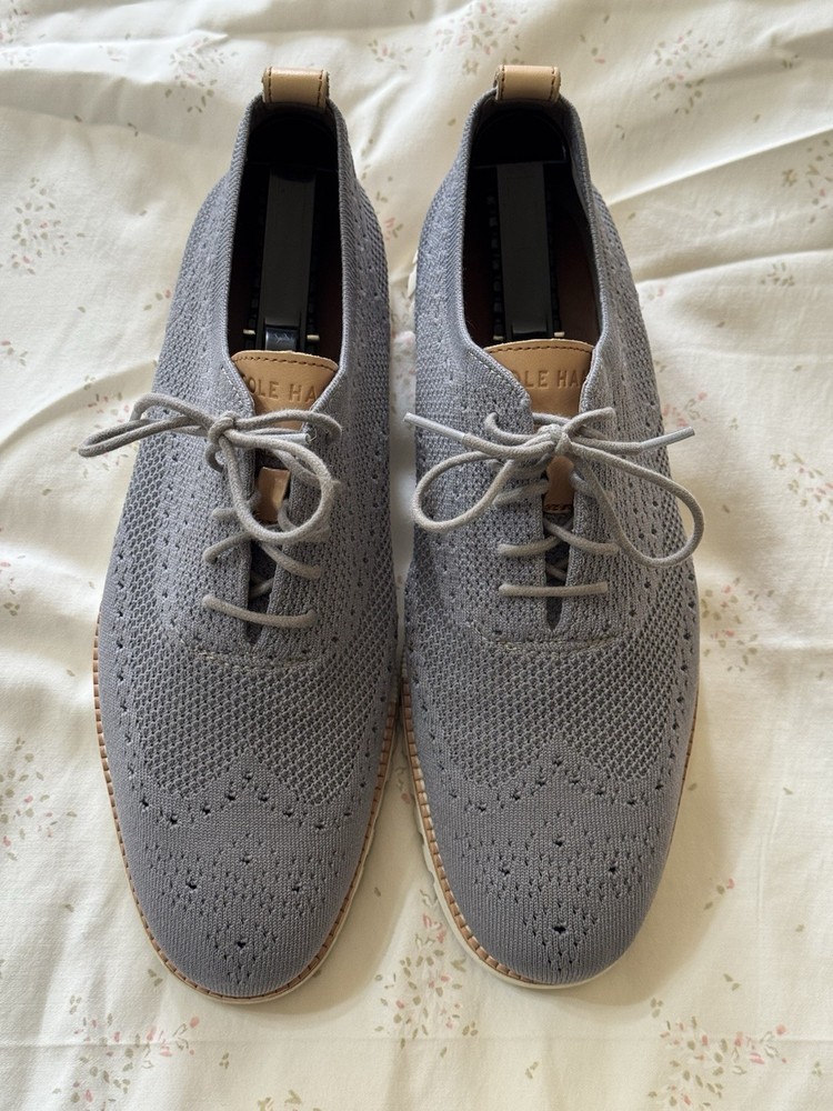 Cole Haan Zero Grand Men’s Oxford Shoes Gray Stitchlite Wingtip Size 9.5