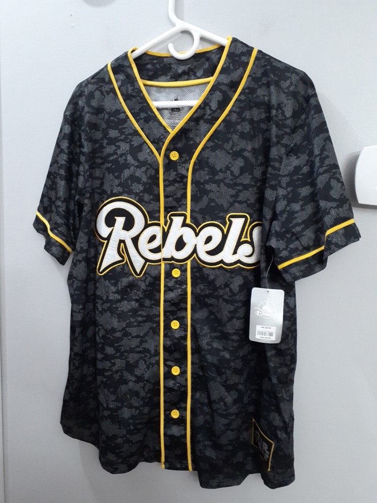 Disney Star Wars Rebels 77 Button Up Short Sleeve Jersey Shirt Men's M Black
