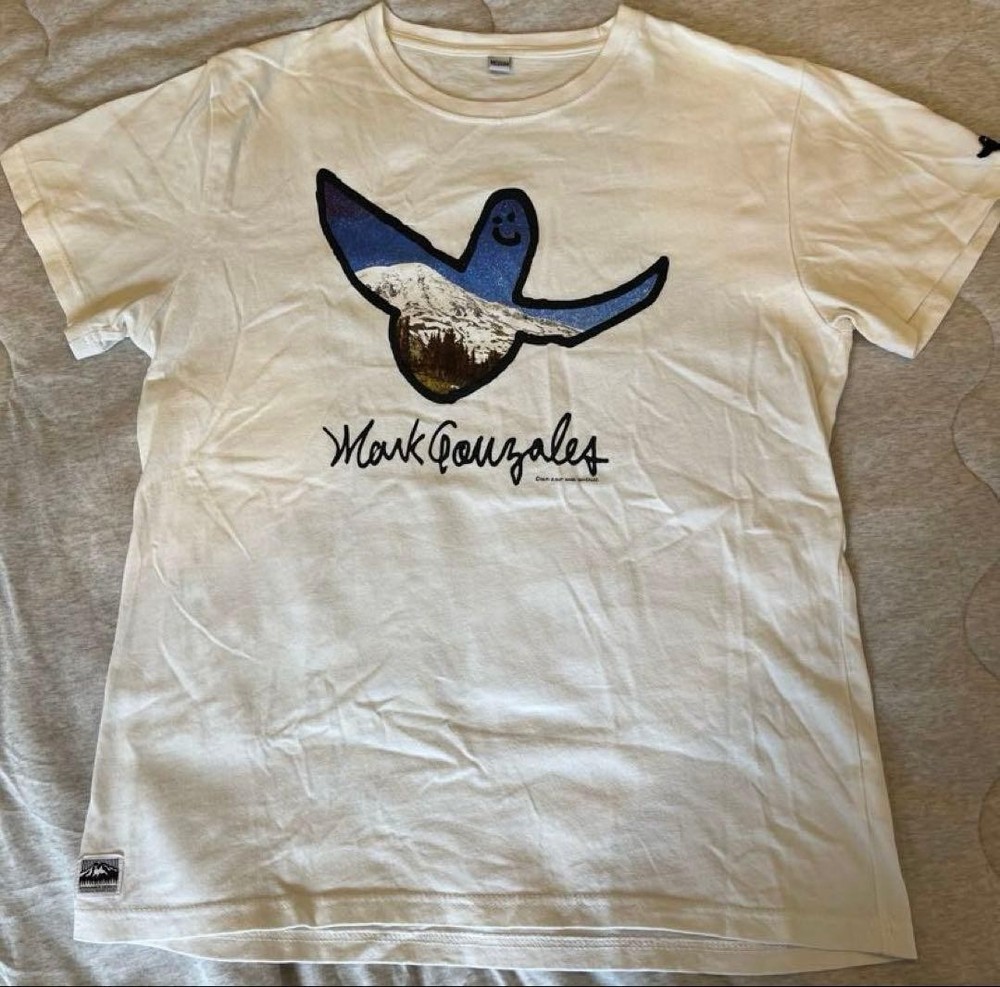 Mark Gonzales & Mt. Rainier Design White T-Shirt Medium