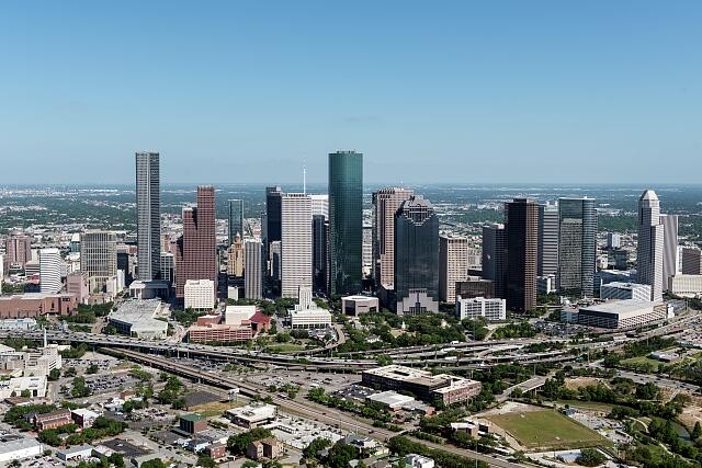 Photo:Houston Texas Skyline Aerial View 2014 Downtown High-Rise Buildings