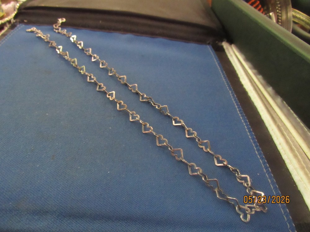 Vintage Sterling Silver Unusual Hearts Link Chain Necklace