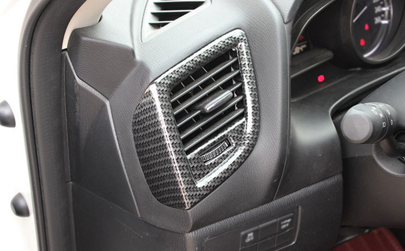 Para Mazda 3 Axela 2017-2018 fibra de carbono 2 piezas cubierta de ventilación de aire acondicionado borde de cubierta de moldeo