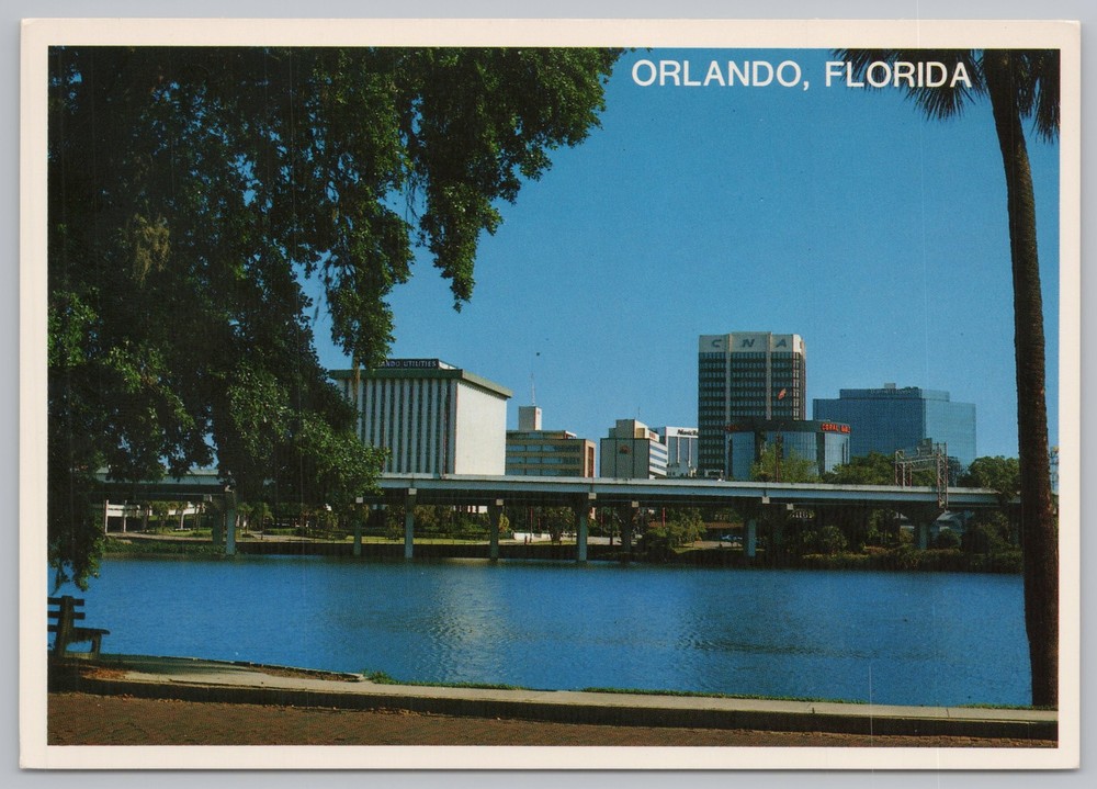 Orlando Florida~Skyline Across Lake Lucerne~Continental Postcard