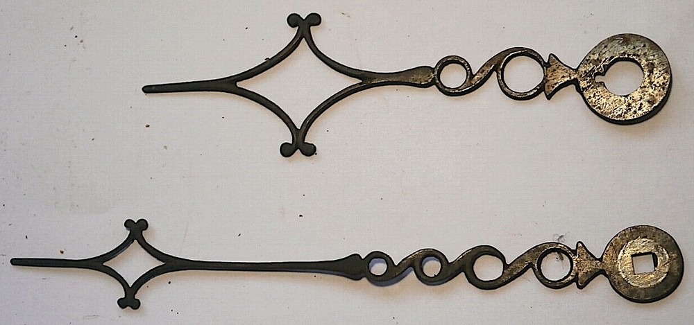 Antique Steel Longcase Clock Hands Circa 1800 Pair