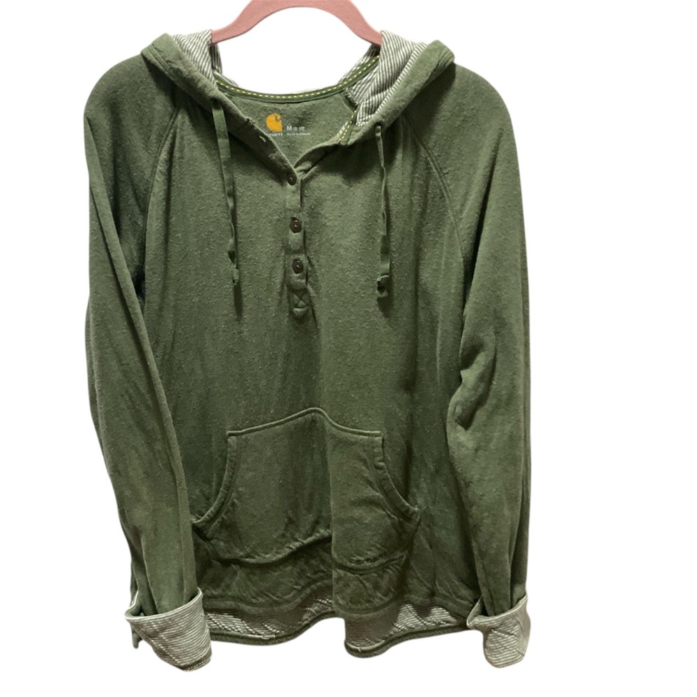 Carhartt Hoodie Womens Medium Pondera Henley Pullover Hooded Sweatshirt