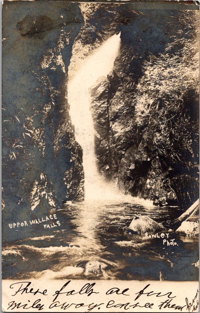 Dr Jim Stamps Postcard Upper Wallace Falls Rowley Photo C1910 Rppc