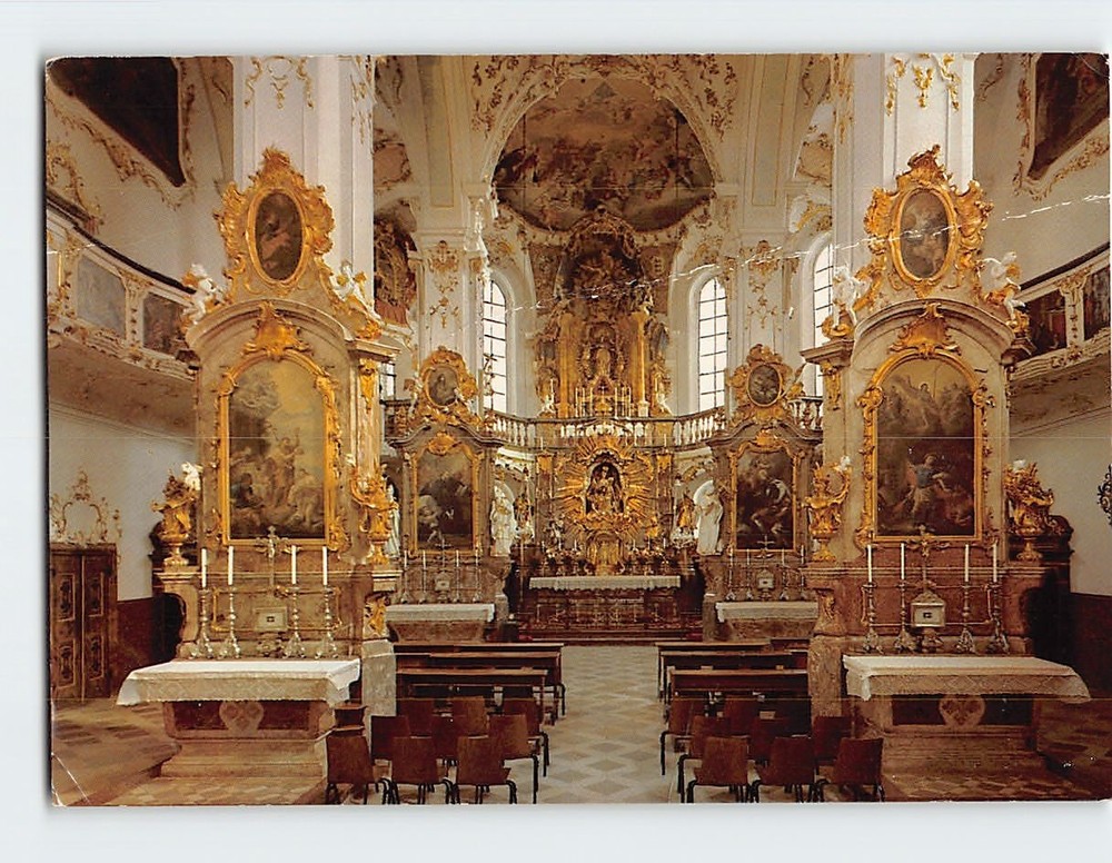 Postcard Interior Klosterkirche Andechs Upper Bavaria Germany