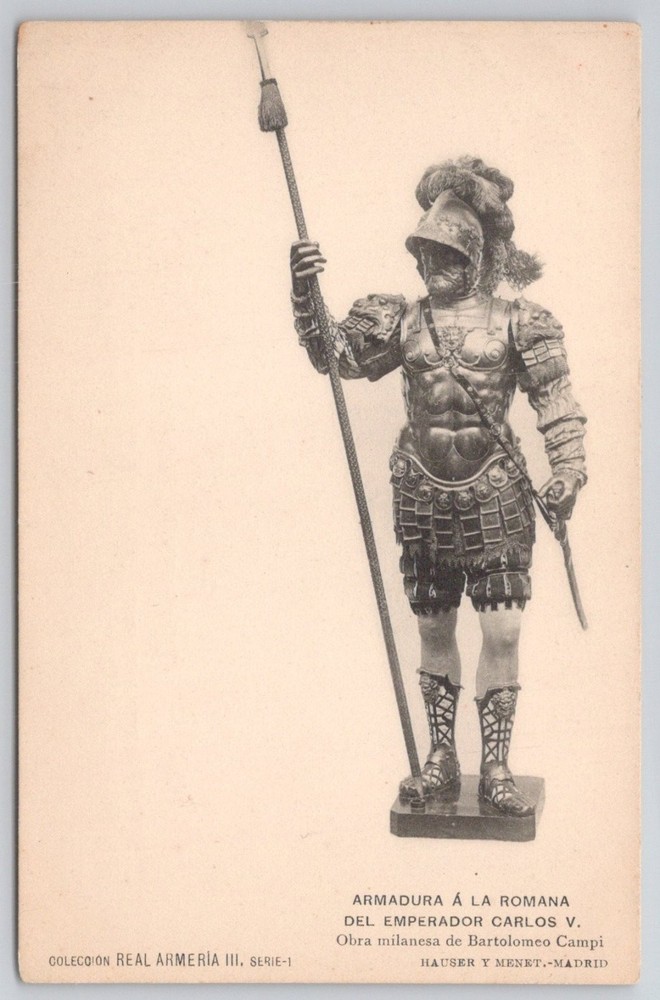 Emperor Charles V Roman Armor Postcard - Hauser y Menet Madrid Spain