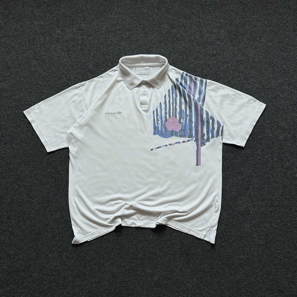 Adidas Vintage 80s Rare Tennis Polo Tee with Abstract Graphic Art-image