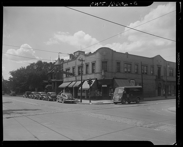 Detroit Michigan 1941 Lindbergh neighborhood street corner storefronts