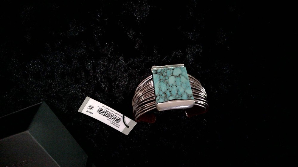 Robert Lee Morris Soho Turquoise and Suede Multi-Row Cuff Bracelet-Silver Tone