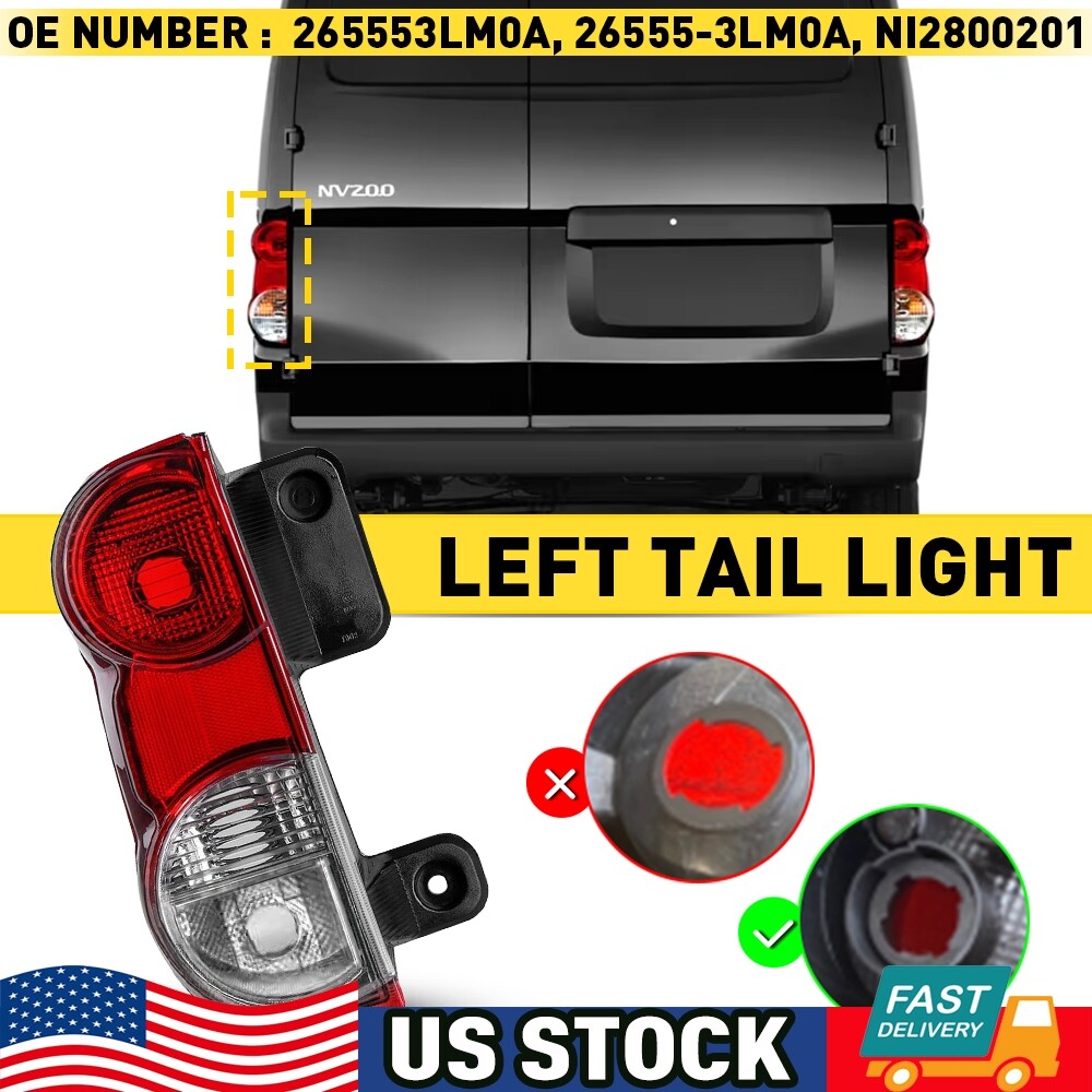 Tail Light Left Side Driver Brake Lamp for 2013-2018 Nissan NV200 Red NI2800201