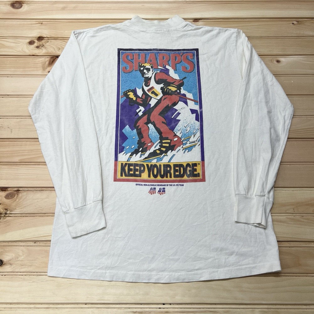 Vintage 80s 90s Olympic Ski Beer Art “ Sharp’s ” Shirt Size Large