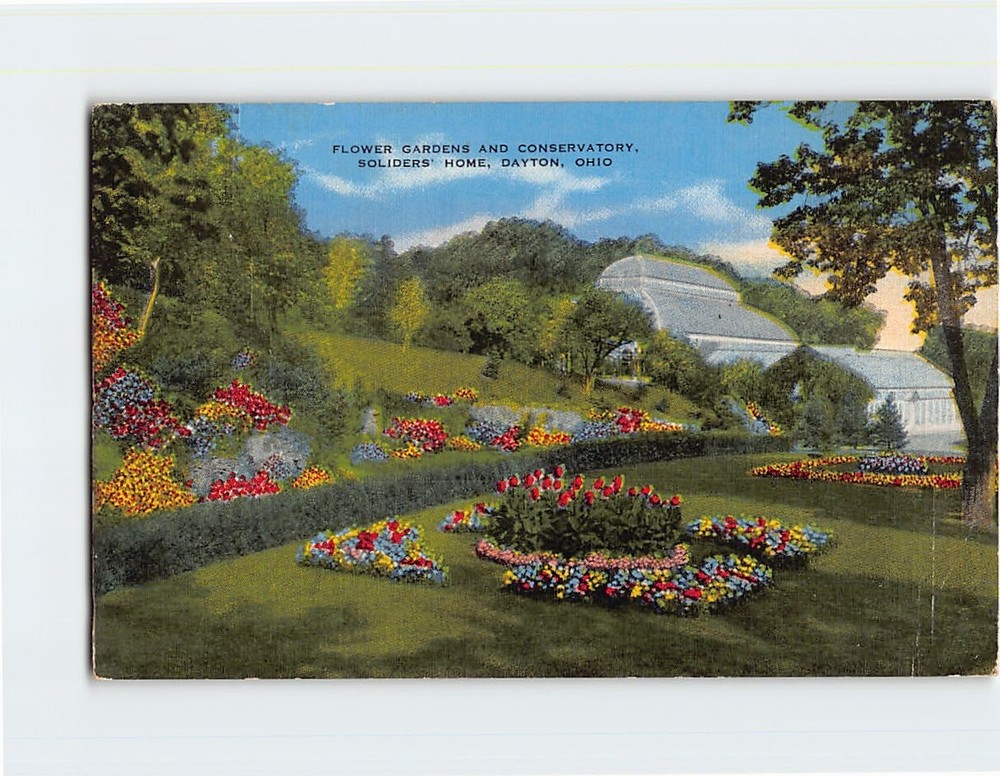 Postcard Flower Gardens And Conservatory Soliders Home Dayton Ohio USA