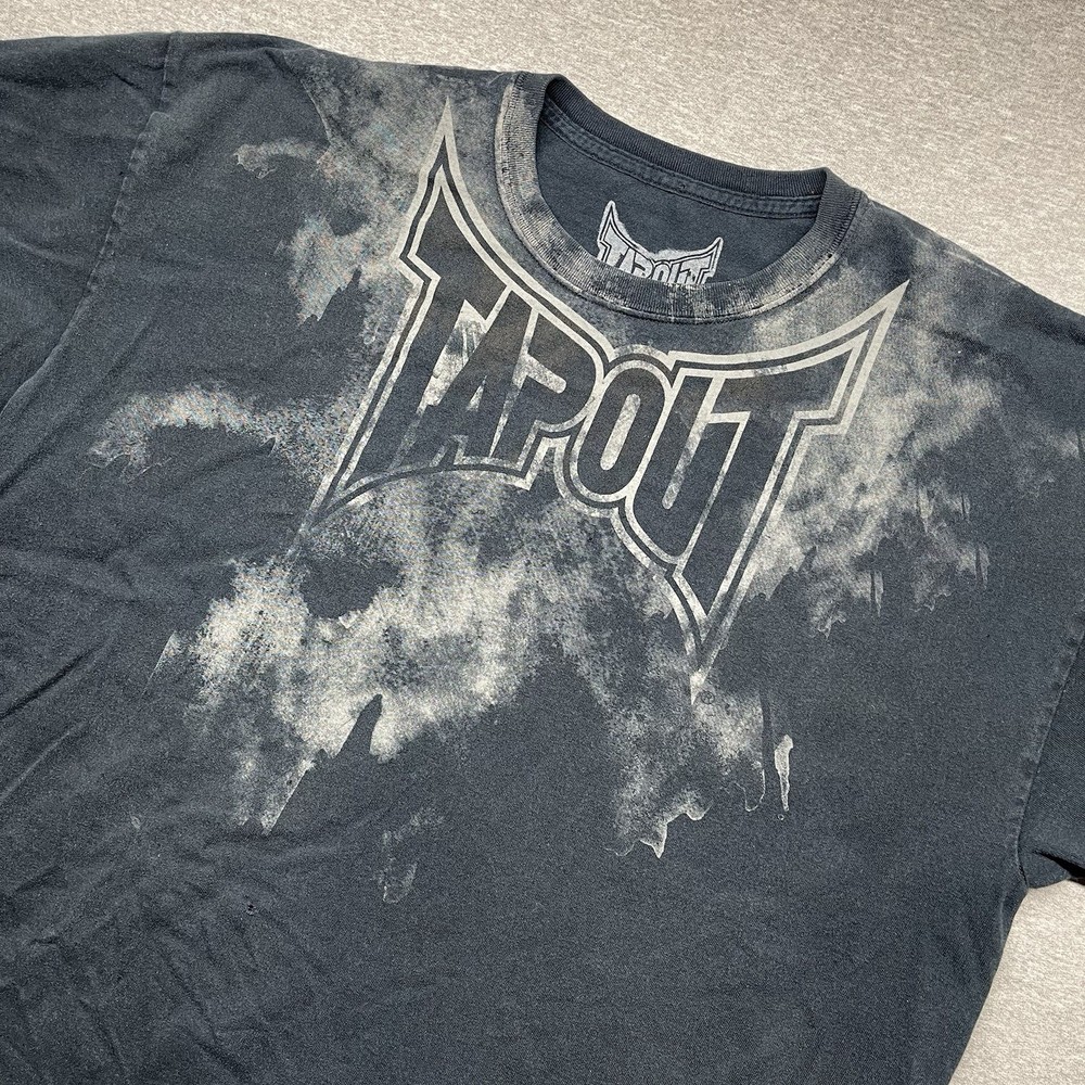 VTG Tapout Signature Series T Shirt Mens XL Black 90s Y2K Grunge AOP Wings UFC