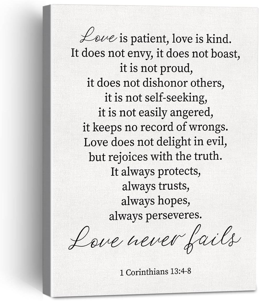 Love Is Patient Love Is Kind Bible Verse Canvas Painting Framed Wall Art Decor f