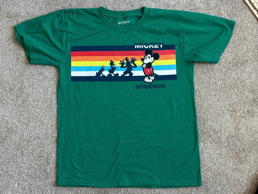 Disney Shirt Mickey & Friends Youth XL Green Goofy Donald Duck Pluto