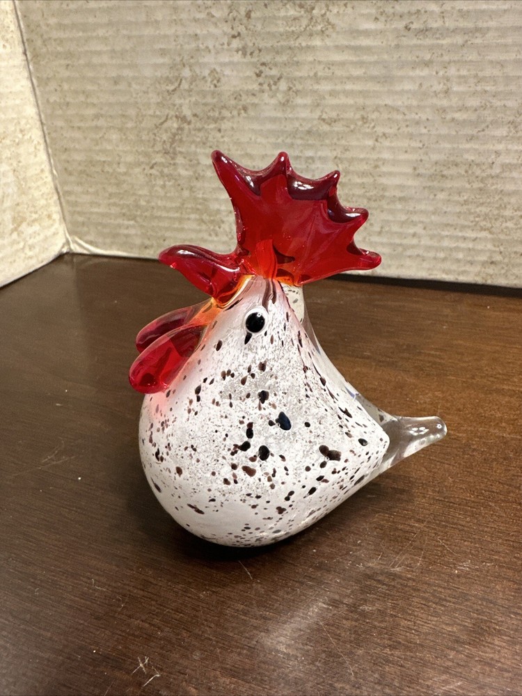 Art Glass Rooster Figurine Paper Weight  4.25