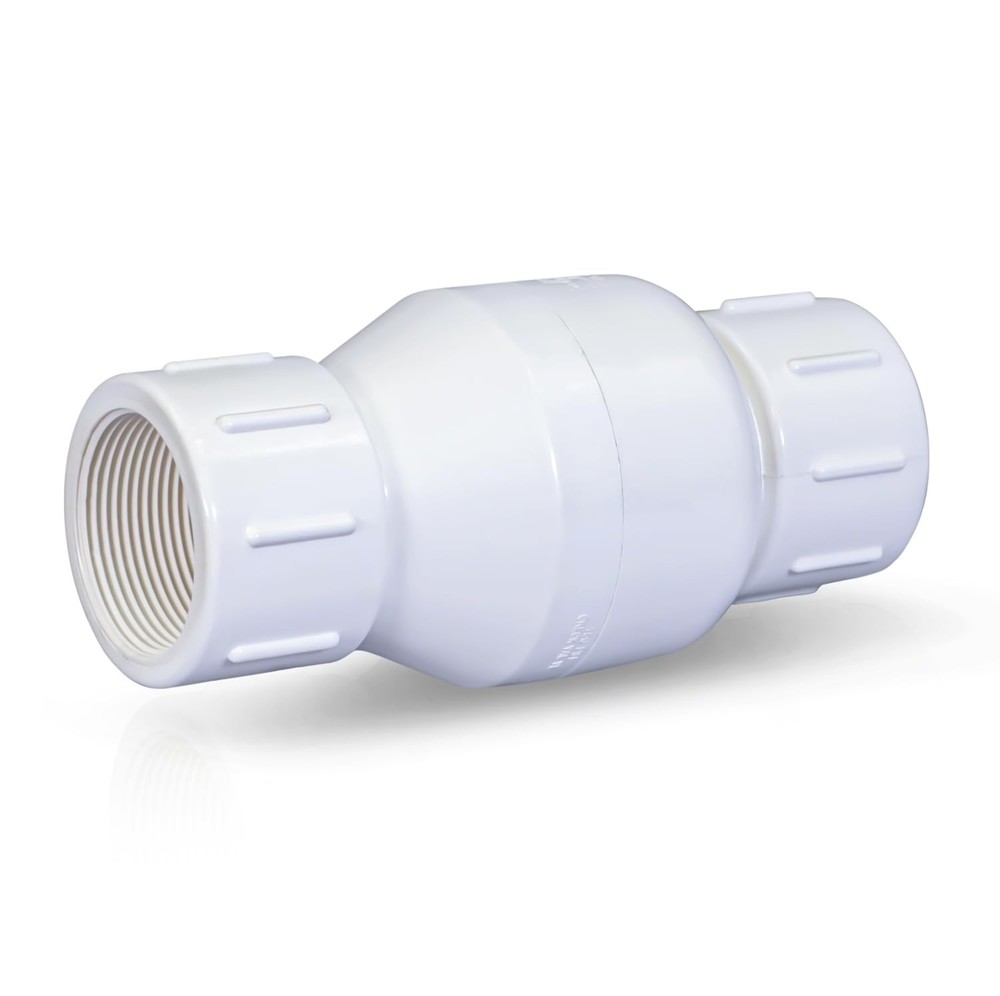 4I2U100 PVC Inline Check Valve For Backflow Prevention 1 Inch FIP White Plastic