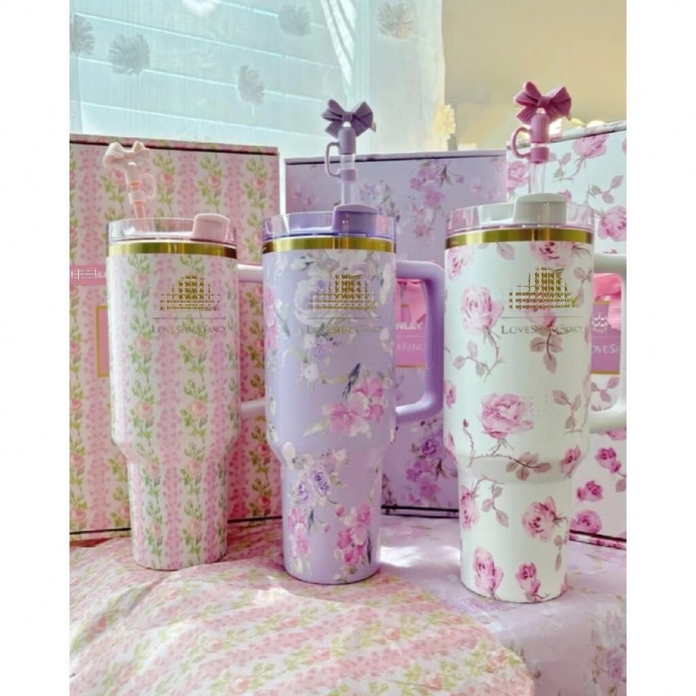 Love Shack Fancy Quencher Tumbler 40 oz Quencher H2.0 Stainless Steel Tumbler S2