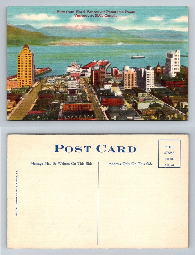 Vancouver, BC-British Columbia, Hotel Vancouver Room City View Vintage Postcard