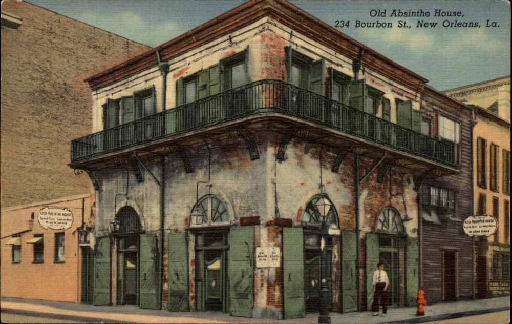 New Orleans Louisiana Old Absinthe House mailed 1941 linen vintage postcard-image