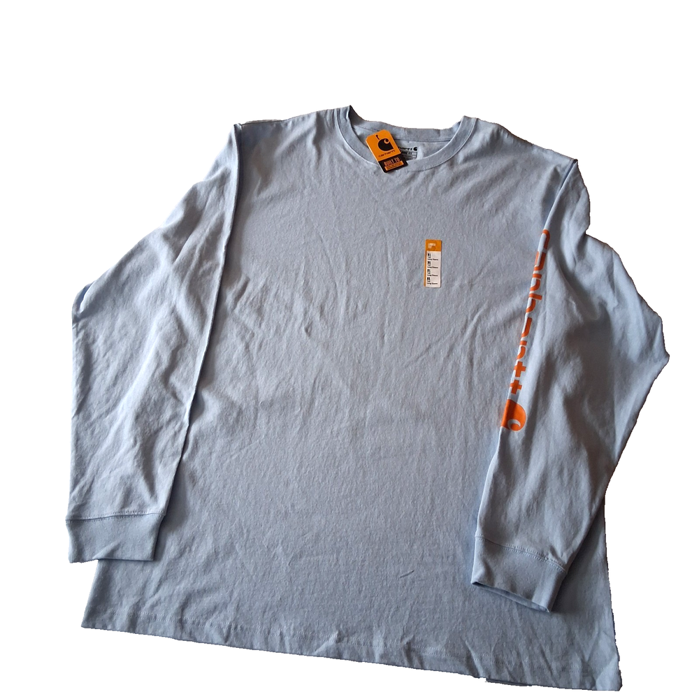Mens Carhartt Light Blue Long Sleeve Logo Graphic XL Tall T Shirt