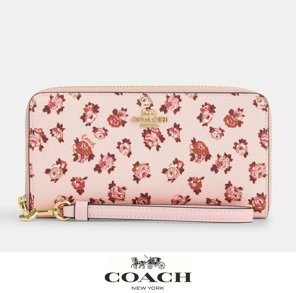 NWT Coach Long Zip Around Wallet With Rosette Print 🌸