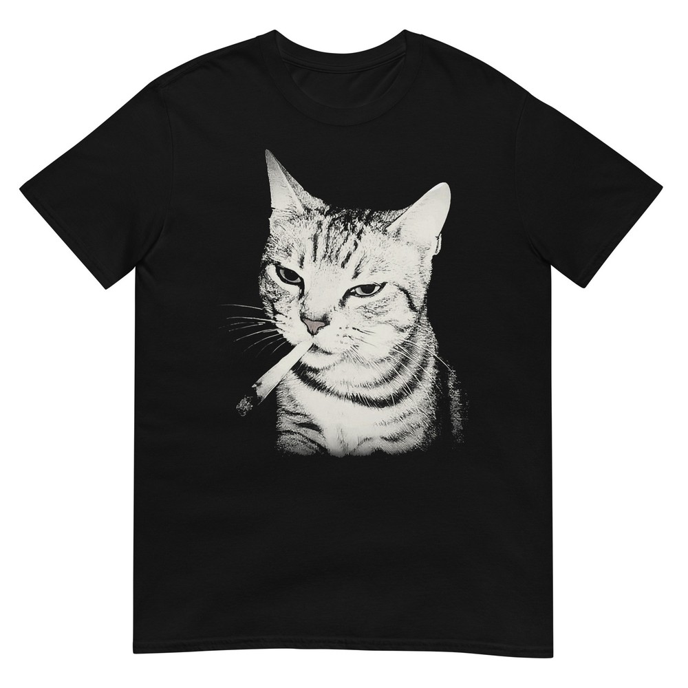 Smoking Cat Cigarette Kitten Funny Meme Stupid Brainrot T-Shirt