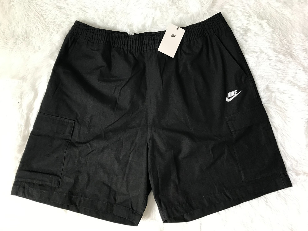 Nike Sportswear Club Men's Size XXL Black Knee Length Woven Cargo Shorts NWT