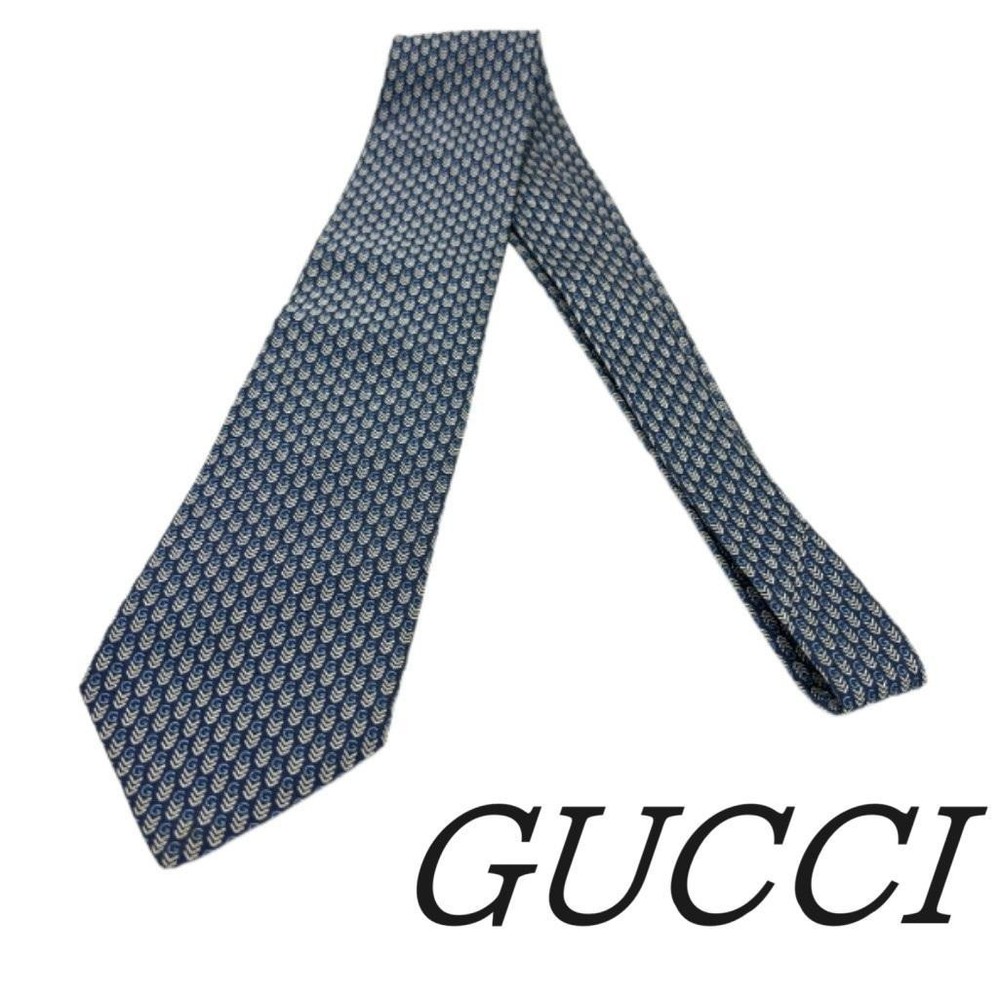 GUCCI Necktie Tie All over G Logo pattern Used Made in Italy Men's 100% Silk