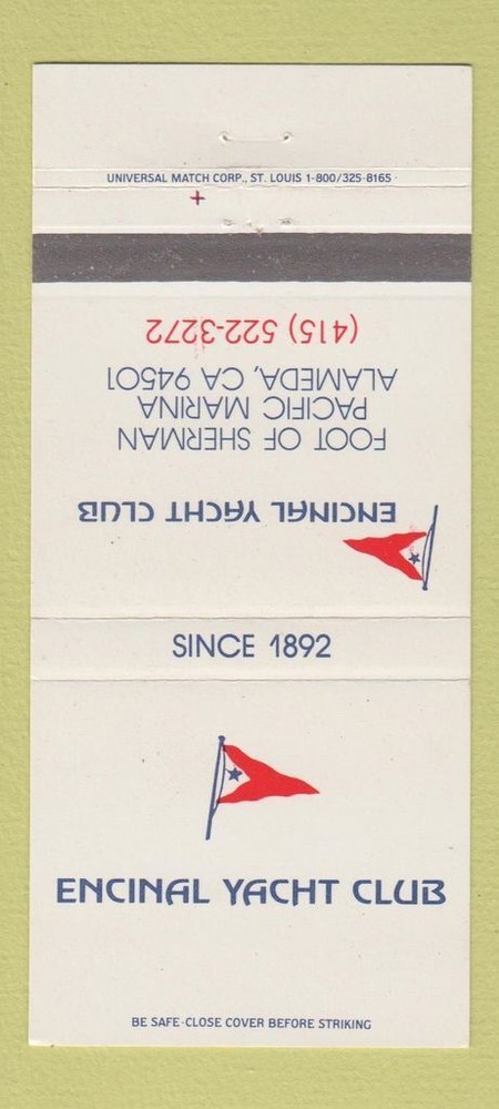 Matchbook Cover - Encinal Yacht Club Alameda CA 30 Strike