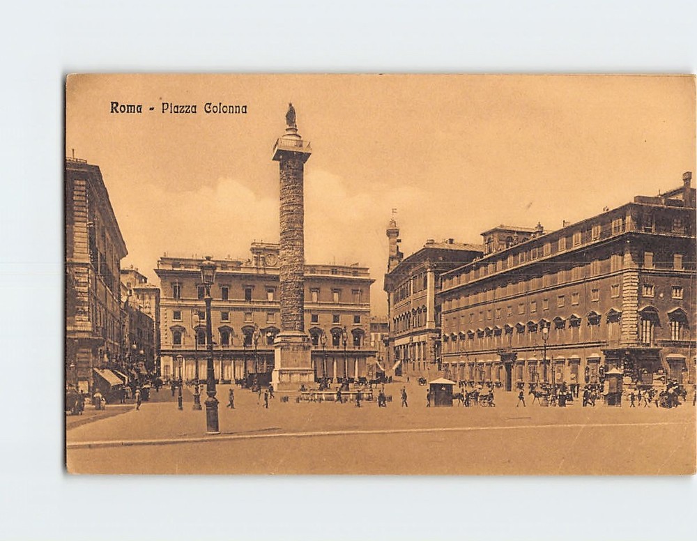Postcard Piazza Colonna Rome Italy