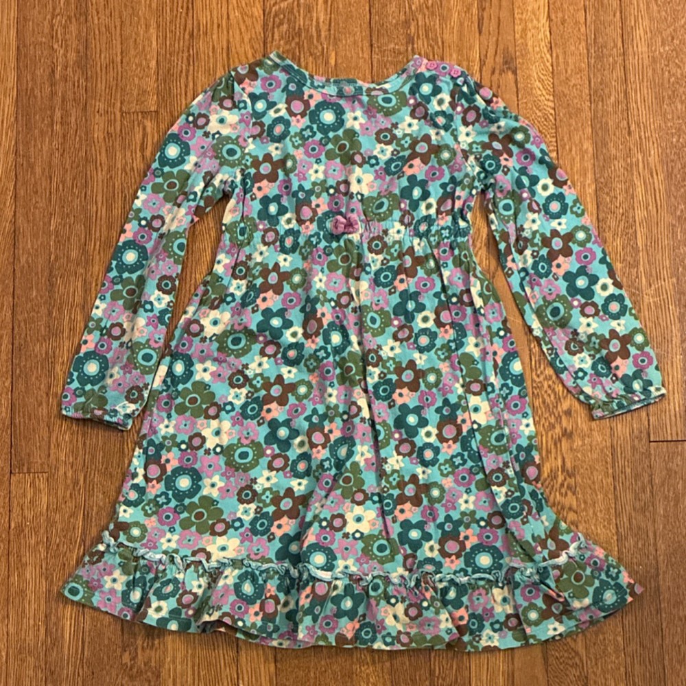 OshKosh B'gosh Girls Fit & Flare Floral Dress Long Sleeve Ruffle Size 6