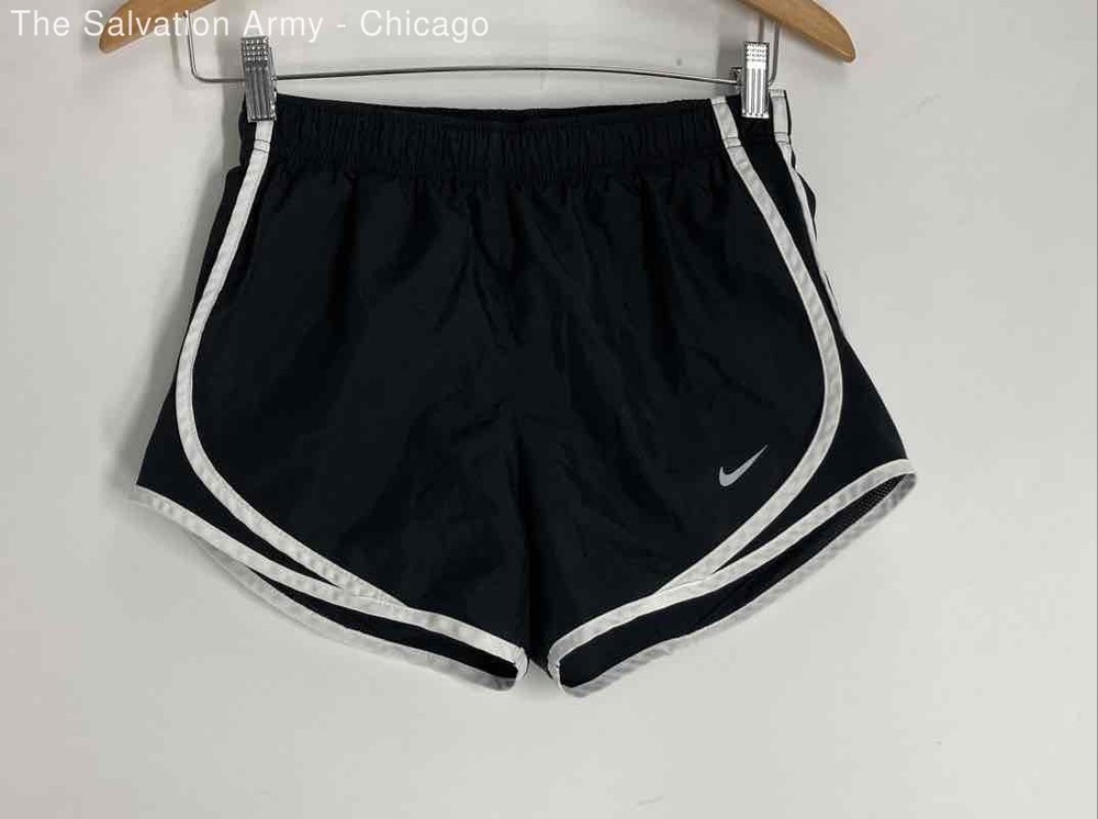 Nike Womens Tempo Dri-Fit Black White Elastic Waist Running Shorts Size XS