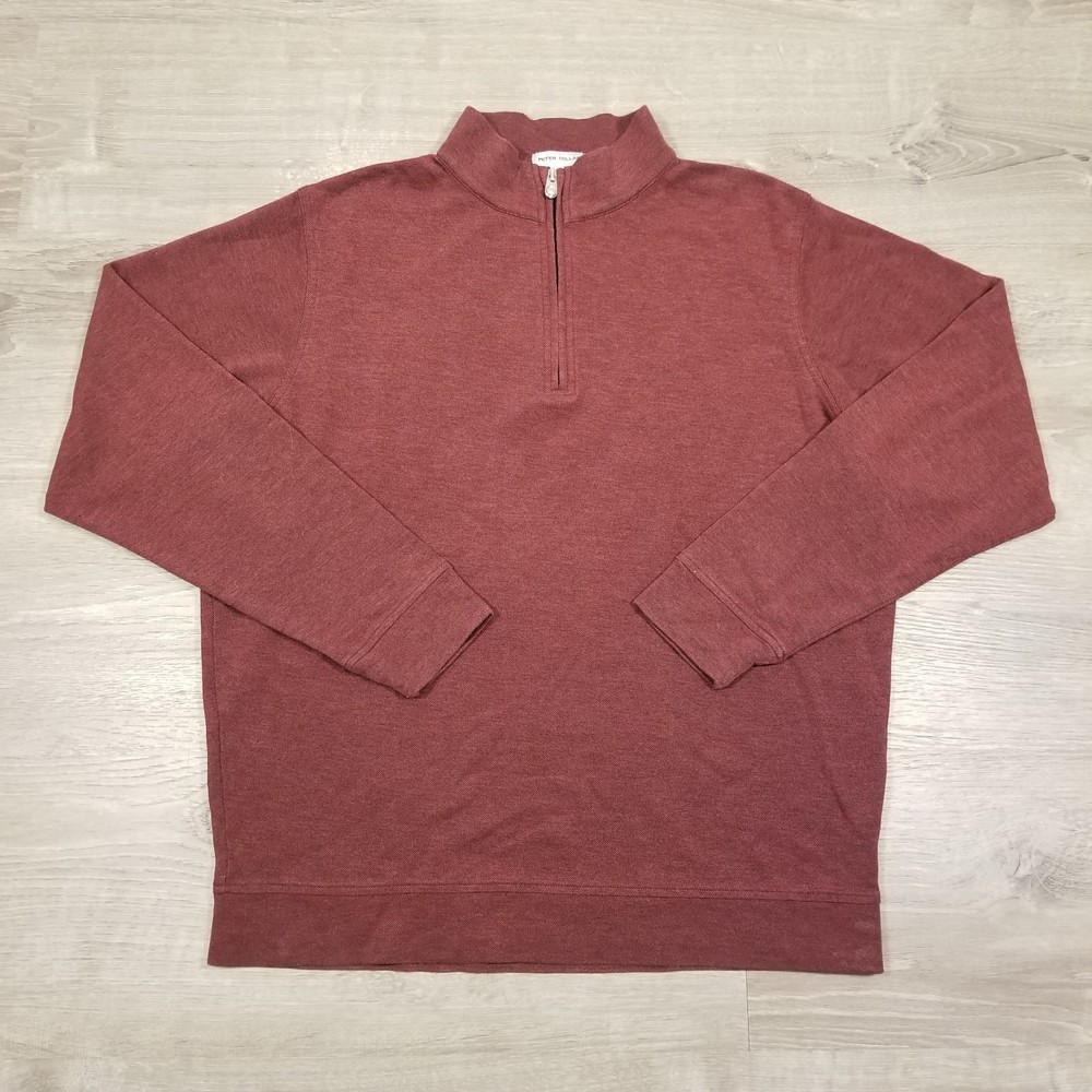 Peter Millar Crown Comfort Quarter Zip Pullover Sweater Mens Large Burgundy Red