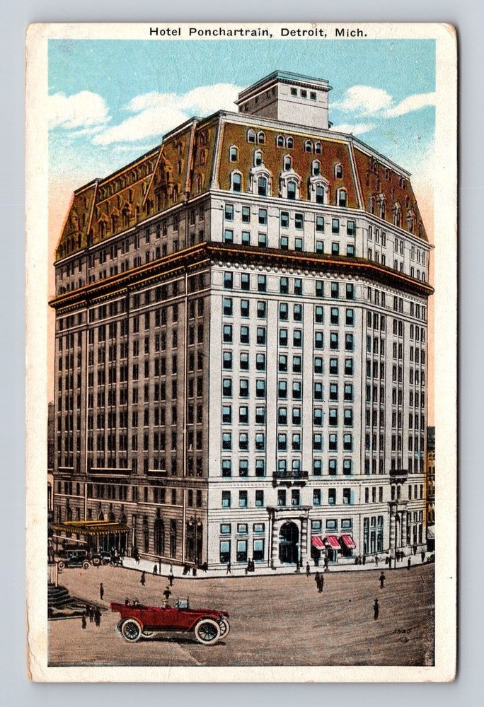 Detroit MI-Michigan, Hotel Pontchartrain, Advertising, Antique Vintage Postcard