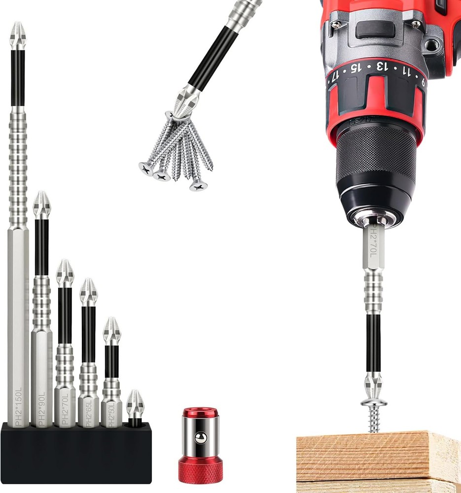 High Magnetic Screwdriver Drill Bit Set, 6pcs K5 Impact Resistant Non Slip Bit,